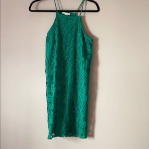 Green lace swing dress